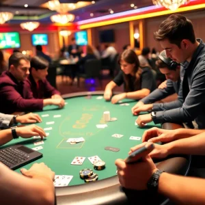 Online poker players competing in a game.