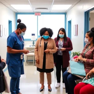 Healthcare professionals at a Pennsylvania community health center helping patients.