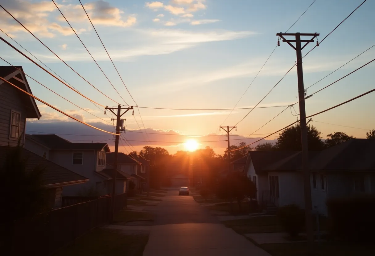Rising electric rates in Pennsylvania depicted in a residential neighborhood.