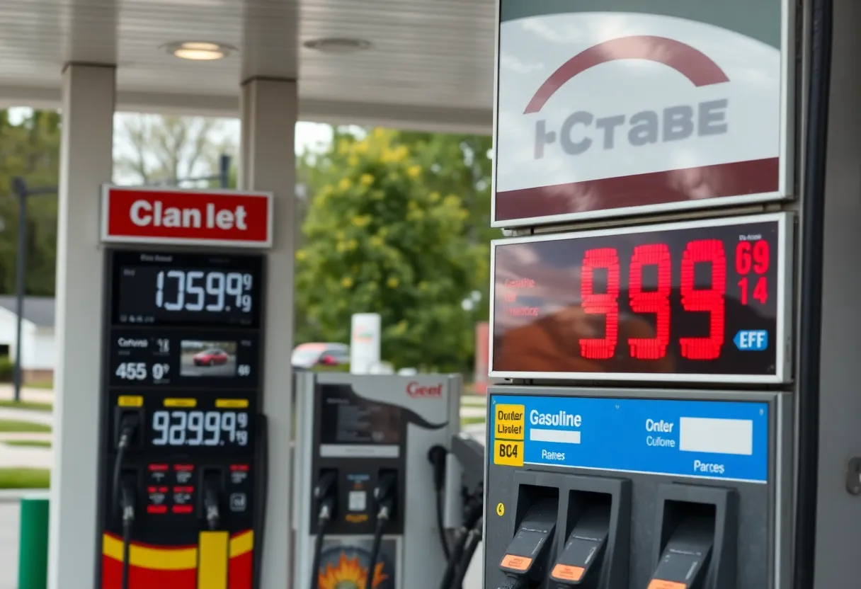 Display of gasoline prices at a station in Pennsylvania