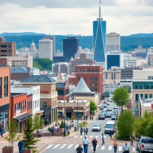 A vibrant scene depicting Pennsylvania's diverse job sectors.