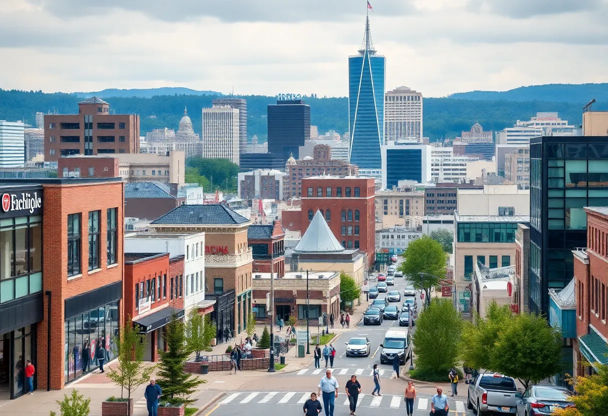 A vibrant scene depicting Pennsylvania's diverse job sectors.