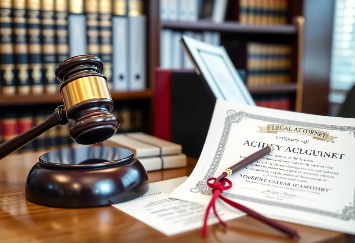 Award certificate from Pennsylvania Super Lawyers in an office setting