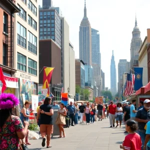 Cultural scene in Philadelphia illustrating arts and performances