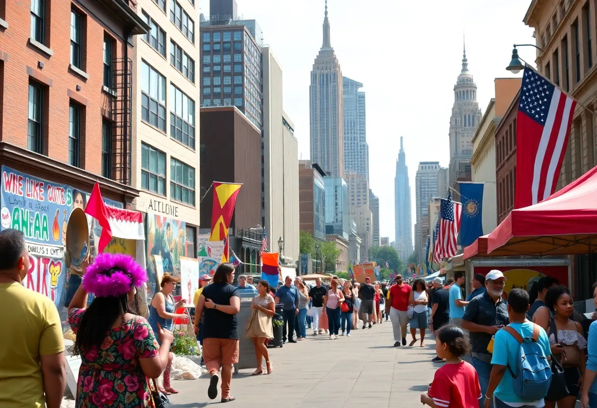 Cultural scene in Philadelphia illustrating arts and performances