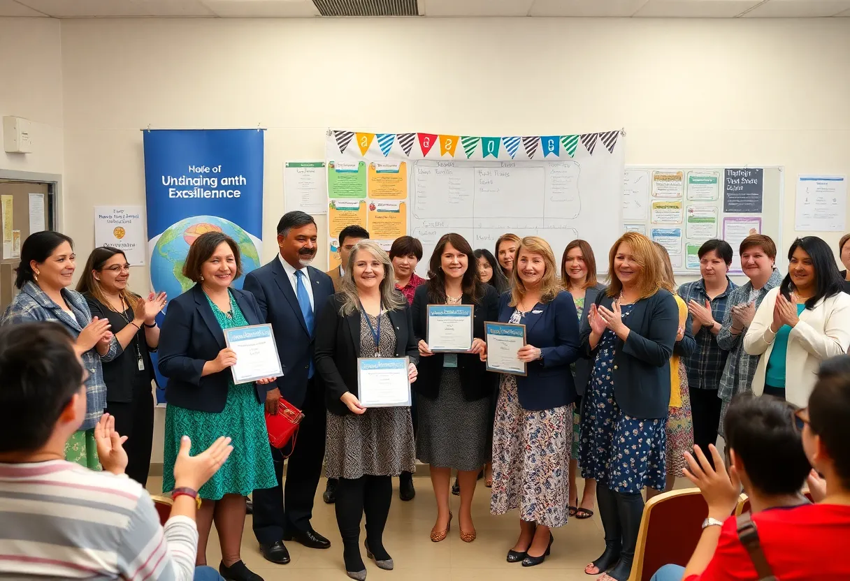 Teachers in Philadelphia being honored at the Lindback Award ceremony