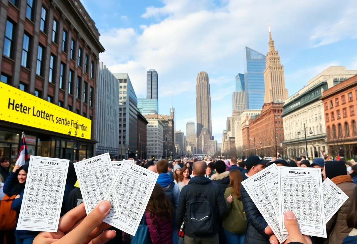 People celebrating lottery winnings in Philadelphia
