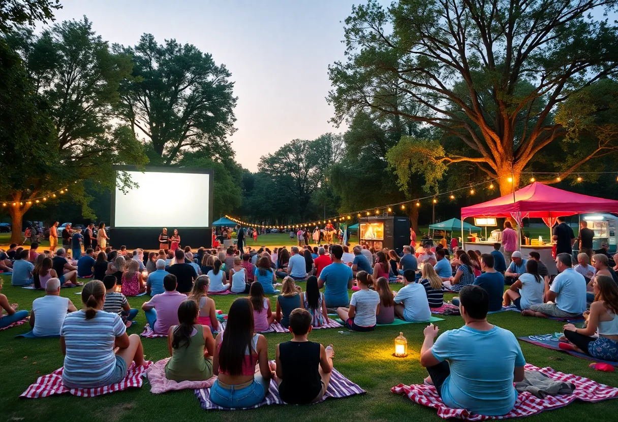 Outdoor movie screening in Philadelphia parks with families and friends