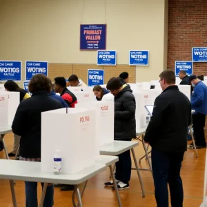 Voters at a polling place in Philadelphia during the primary election