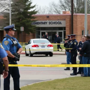 Police investigation outside James Logan Elementary School after a shooting incident