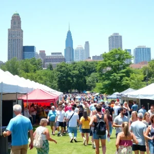 People enjoying outdoor cultural events in Philadelphia during summer.