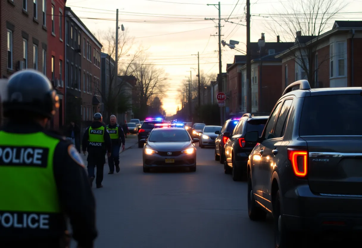 Scene depicting a Philadelphia neighborhood with subtle police activity.