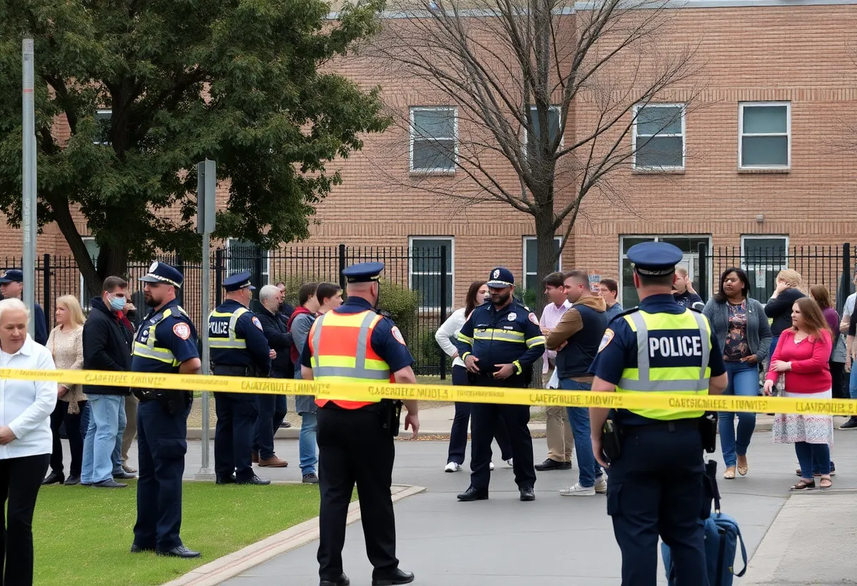 Police presence outside a high school following an incident