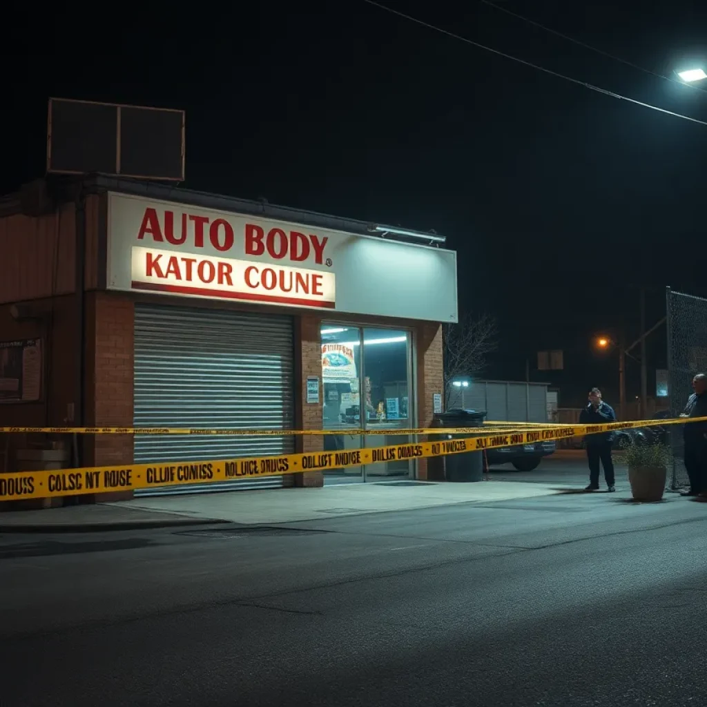 Police investigating a burglary at an auto body shop in Northeast Philadelphia
