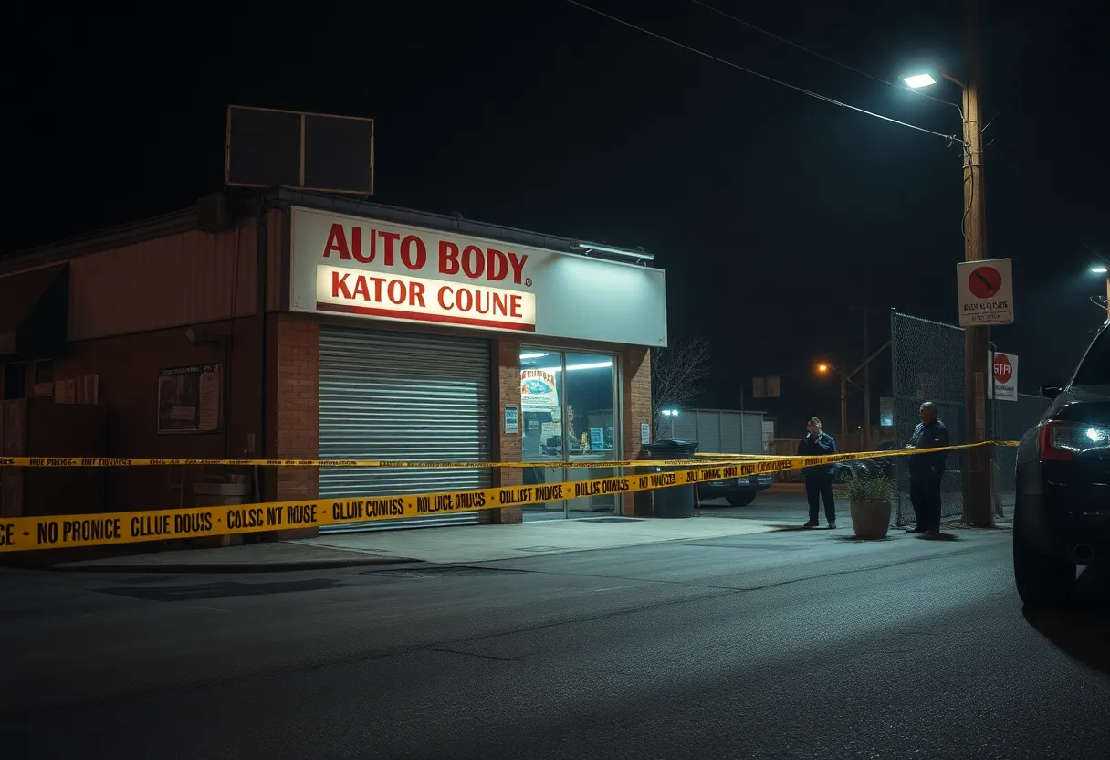 Police investigating a burglary at an auto body shop in Northeast Philadelphia