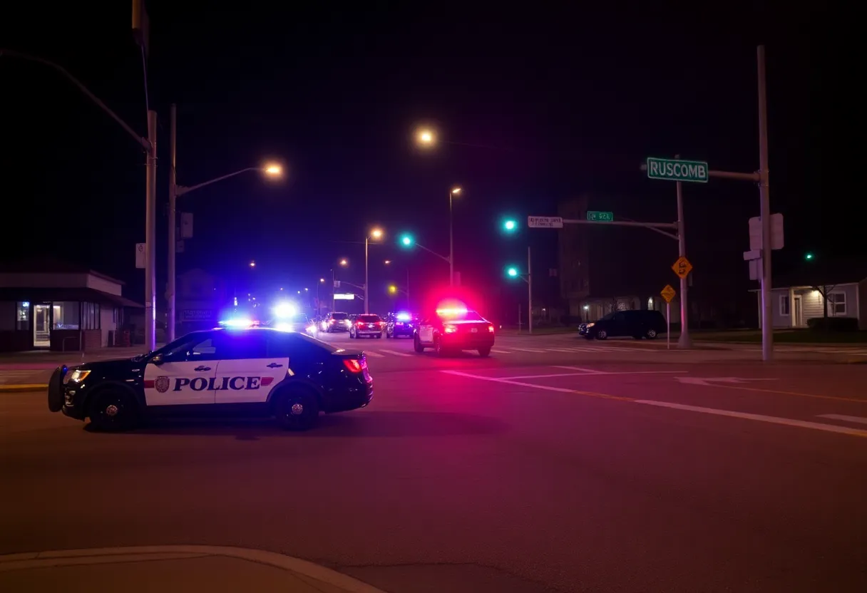 Police officers investigating a shooting scene near an elementary school in Philadelphia.