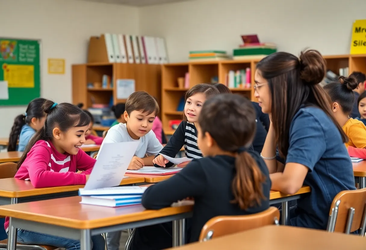 Students in a private high school classroom engaged in learning