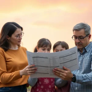 Family reviewing electricity bill amidst rising costs