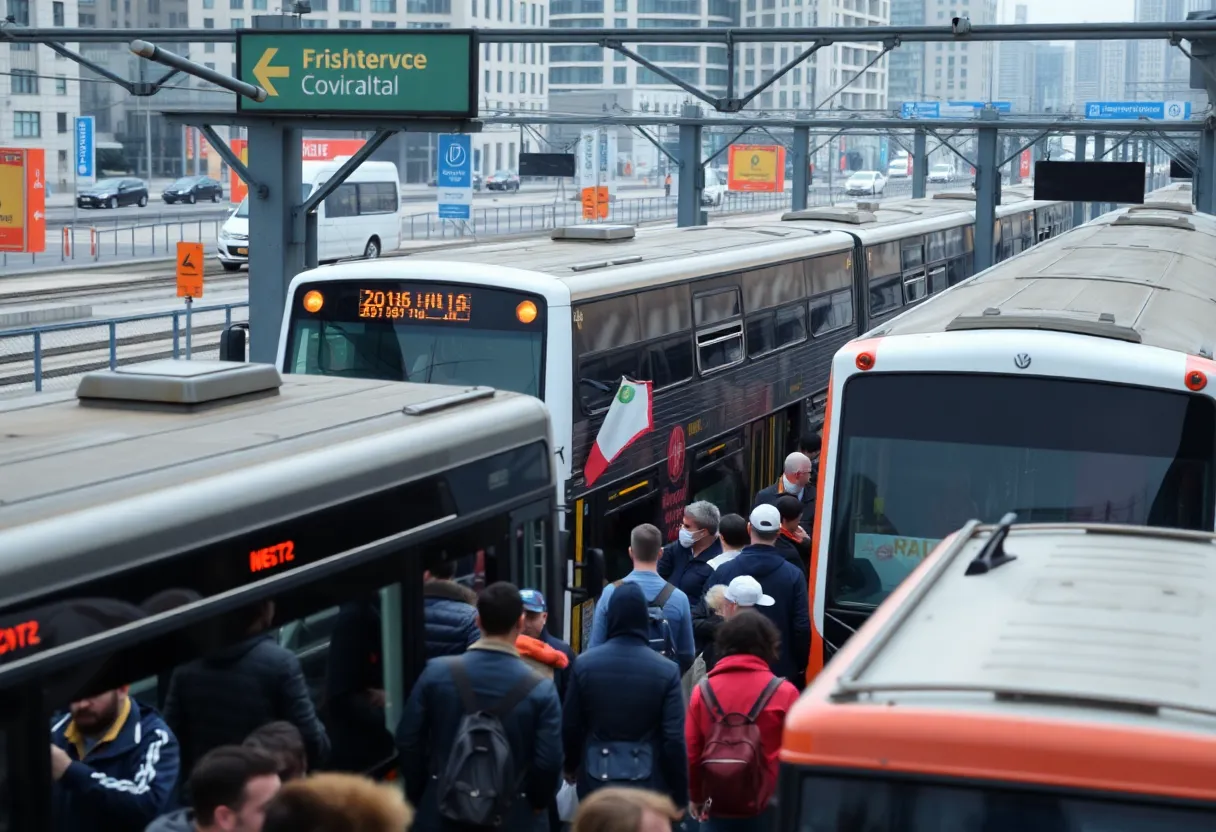 Crowded SEPTA train station with commuters
