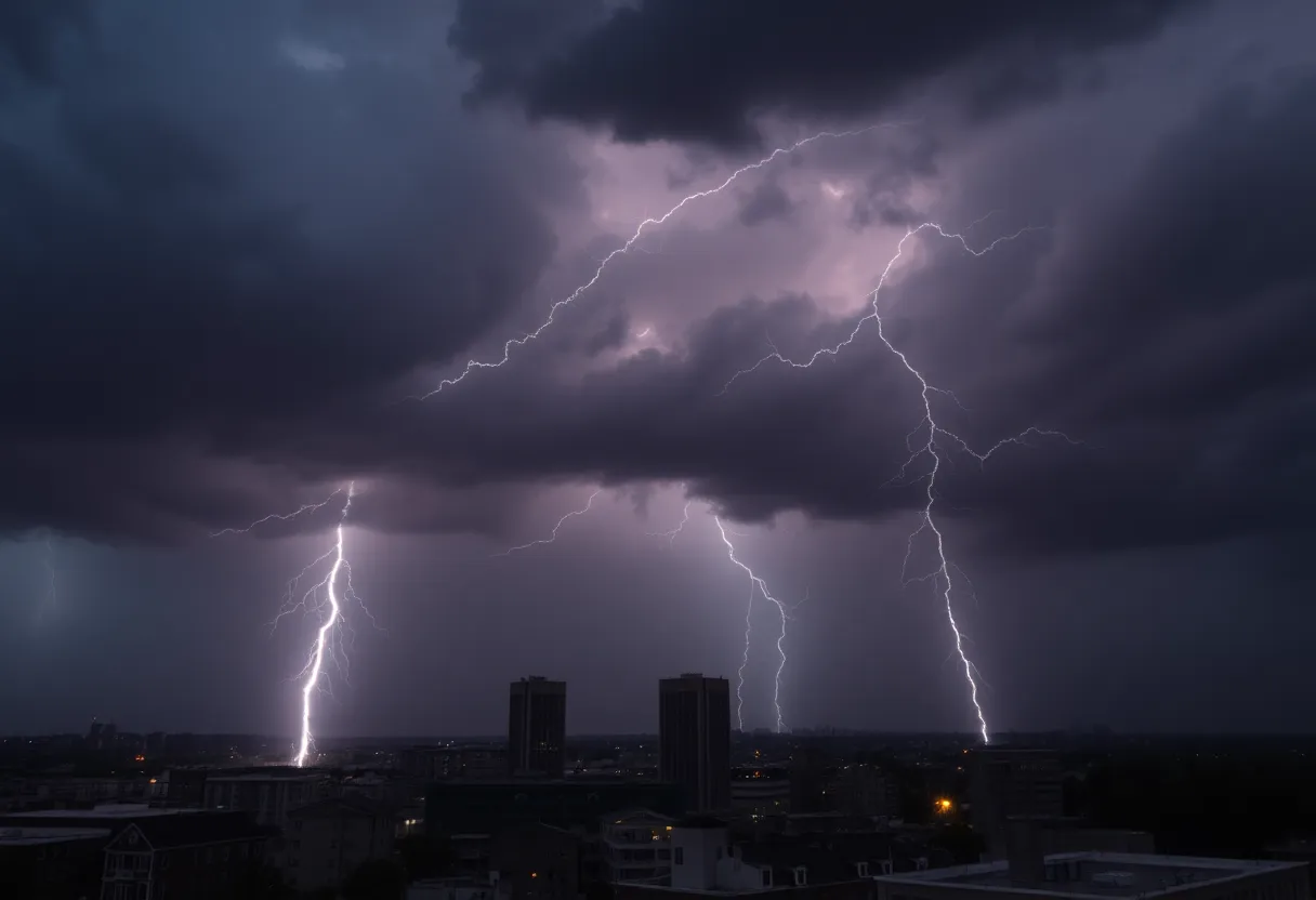 Dark thunderstorm clouds over Philadelphia