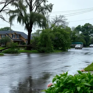 Severe weather impacts in Philadelphia showing flooding and downed trees