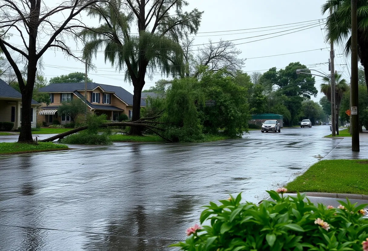 Severe weather impacts in Philadelphia showing flooding and downed trees
