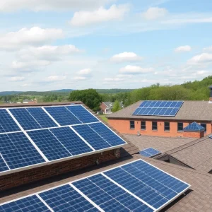 Solar panels on school rooftops in Pennsylvania