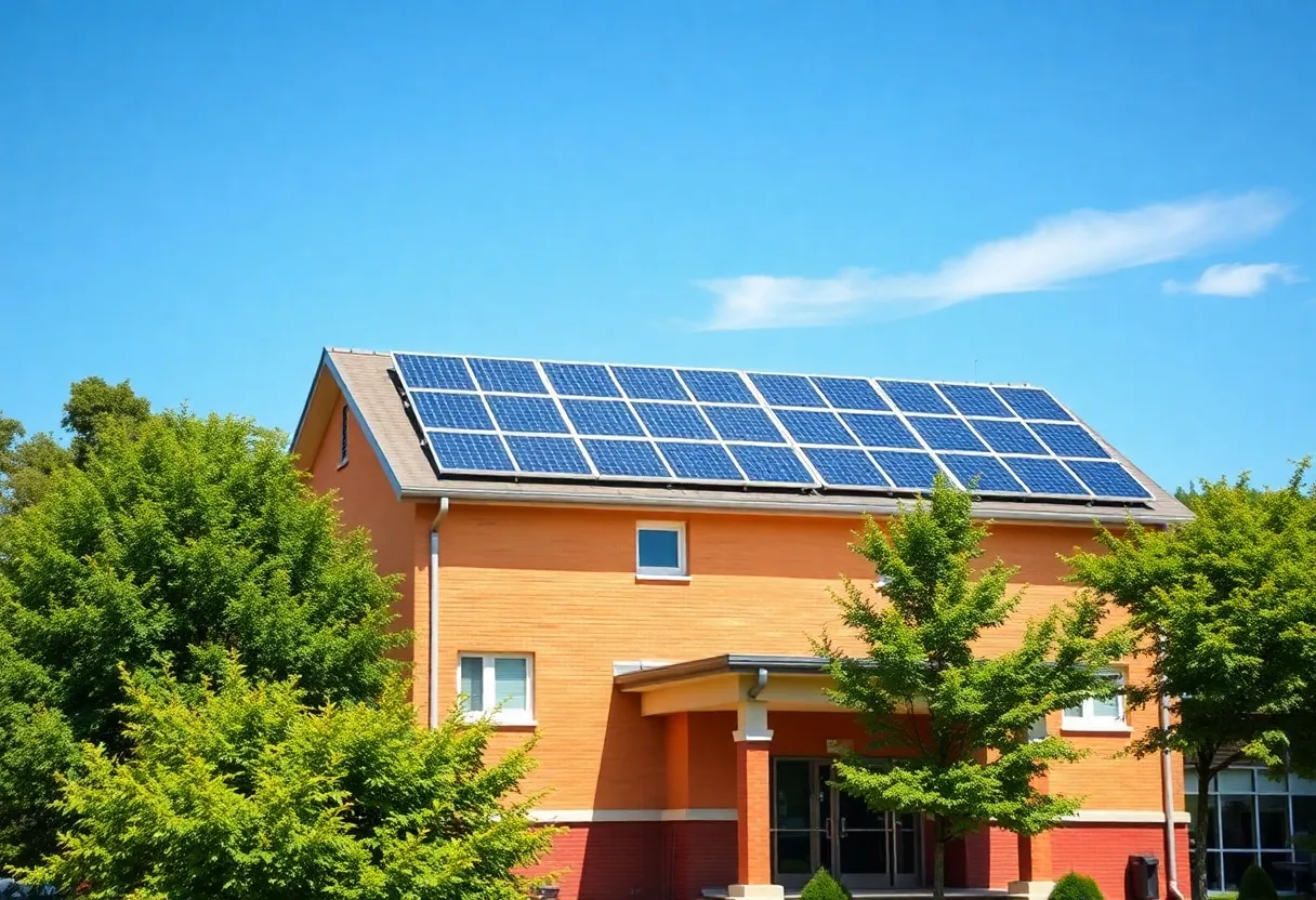 Solar panel installation on a Philadelphia school building