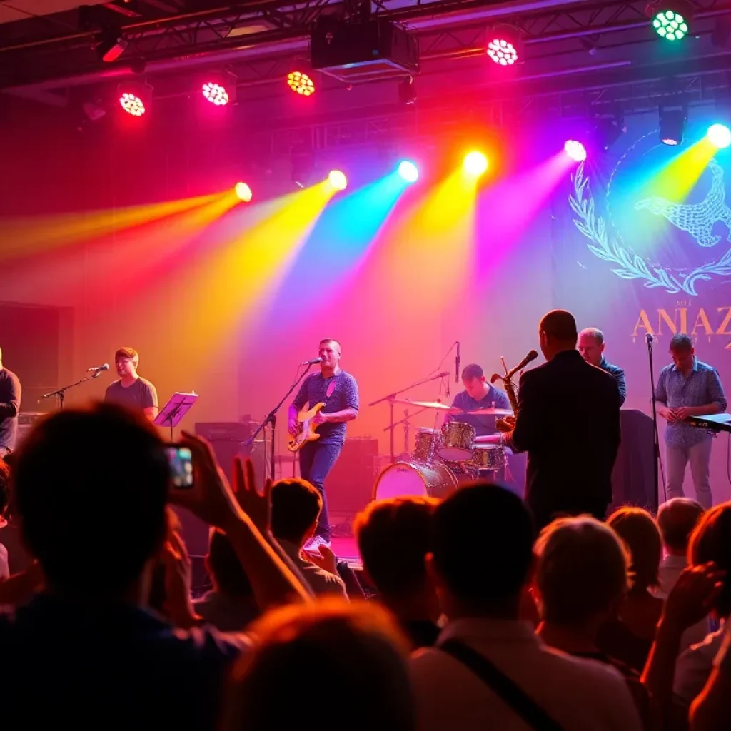 Somi performing live at a jazz concert with an energetic crowd