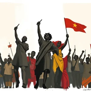 Artistic depiction of a historical human rights movement.
