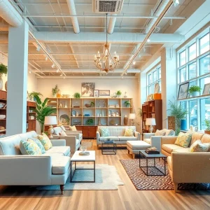 Interior view of Tailored Home retail store showcasing stylish home staging products.
