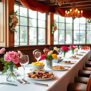 Dining table at a restaurant in Philadelphia on Mother's Day.