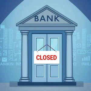 Illustration showing TD Bank branch closure with a digital banking theme.