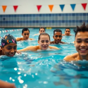 Athletes competing in swimming, highlighting fairness in women's sports