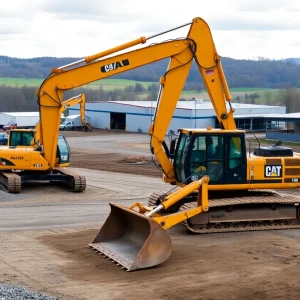 Heavy construction equipment at a Pennsylvania construction site