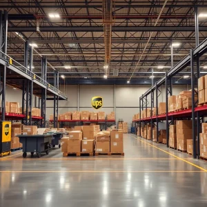 Modern UPS distribution center showcasing automation and efficient logistics.