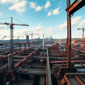 Steel manufacturing facility in Pittsburgh with industrial equipment