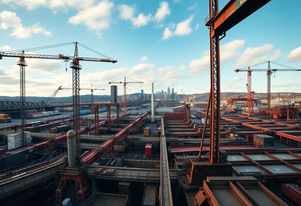 Steel manufacturing facility in Pittsburgh with industrial equipment