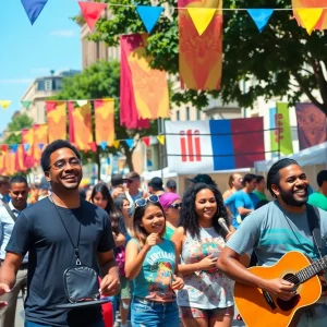 Crowd enjoying the Wawa Welcome America Festival with music and food stalls in Philadelphia