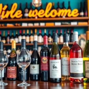 Welcoming wine bar setting with diverse wine selection