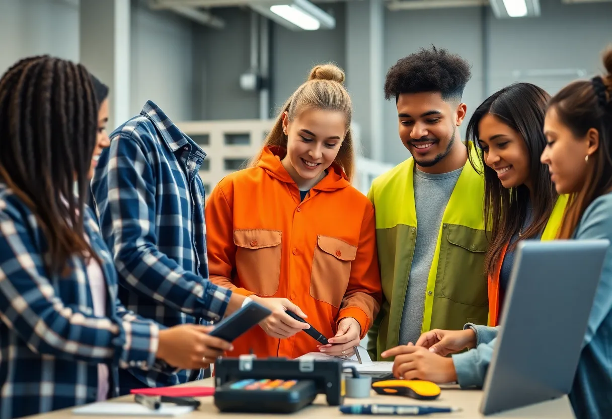 Young individuals engaged in workforce training activities in Pennsylvania.