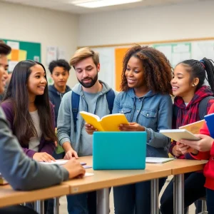 Students participating in the Academy at Penn initiative in a classroom.