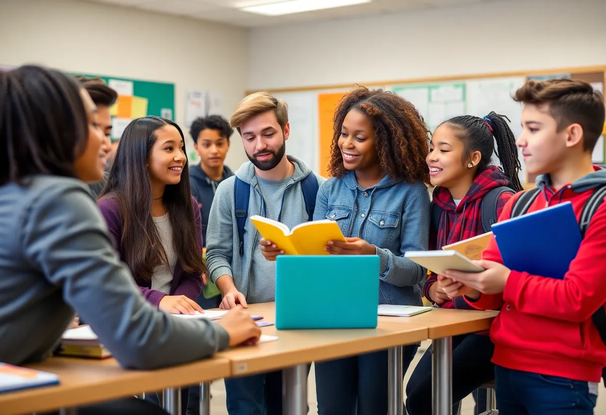 Students participating in the Academy at Penn initiative in a classroom.