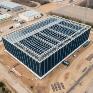Aerial view of the construction site for the AI data center in Pennsylvania