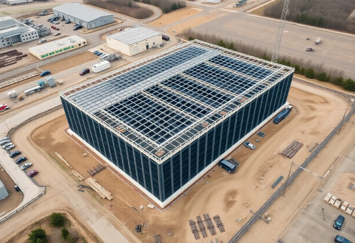 Aerial view of the construction site for the AI data center in Pennsylvania