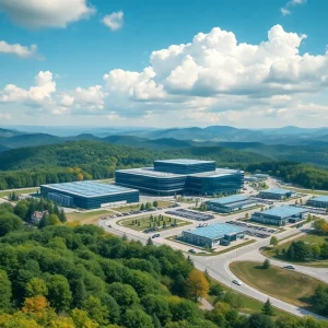 Futuristic cloud computing campus in Pennsylvania