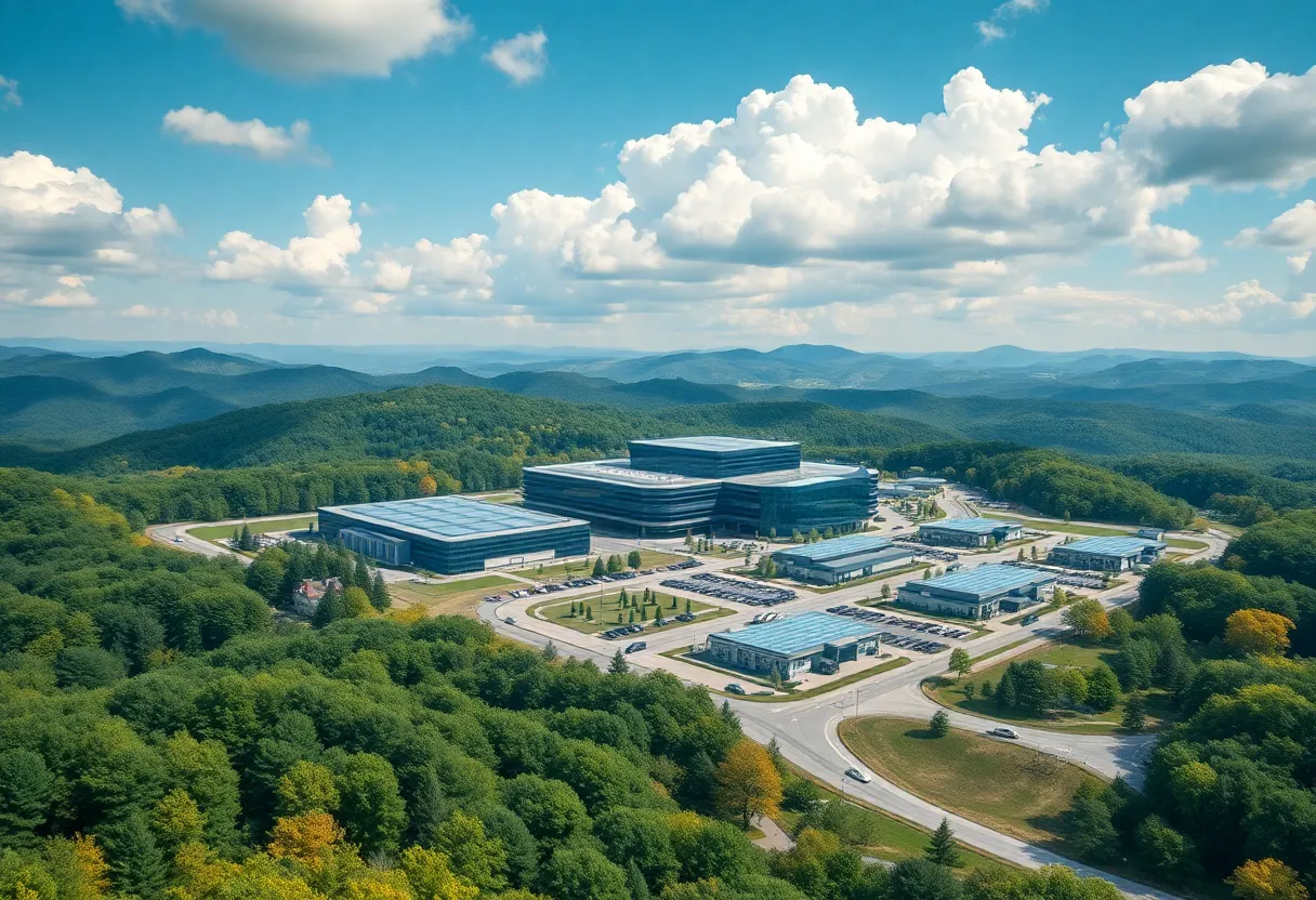 Futuristic cloud computing campus in Pennsylvania