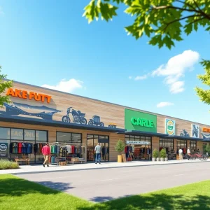 Rendering of the new Bass Pro Shops Outpost in Muncy, Pennsylvania.