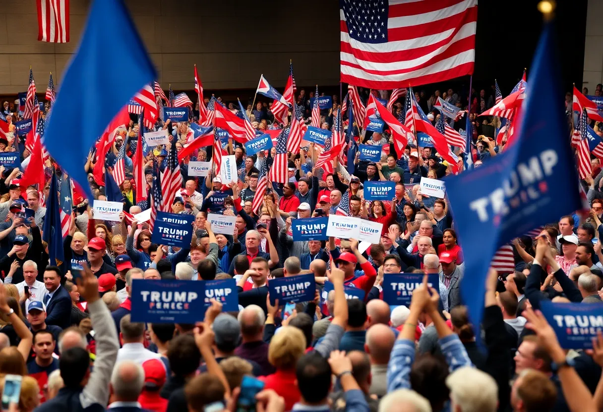 Large crowd at a political rally in Pennsylvania showing support.