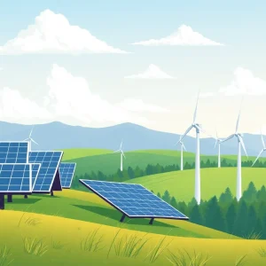 Solar panels and wind turbines symbolizing the future of clean energy in Pennsylvania.